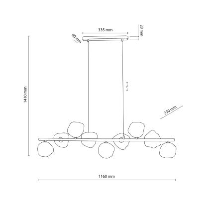 Brilagi - Lustr na lanku VULCANO 9xG9/8W/230V hnědá/kouřová béžová