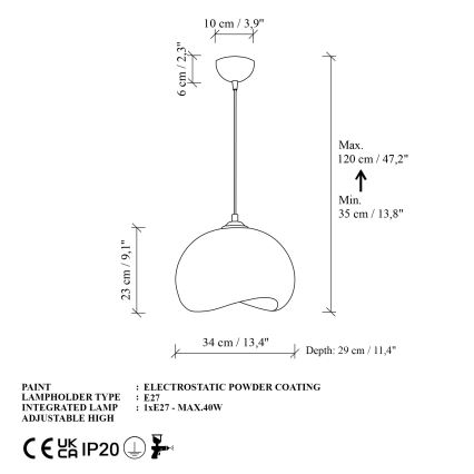 Brilagi - Lustr na lanku WABI SABI 1xE27/40W/230V pr. 34 cm bílá