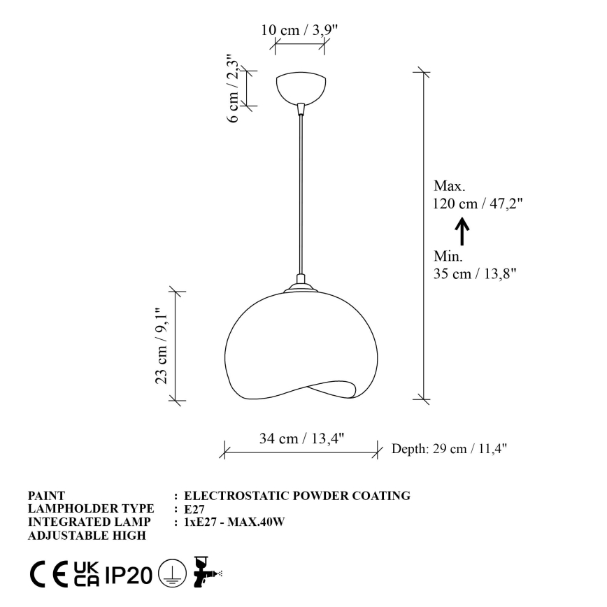 Brilagi - Lustr na lanku WABI SABI 1xE27/40W/230V pr. 34 cm bílá