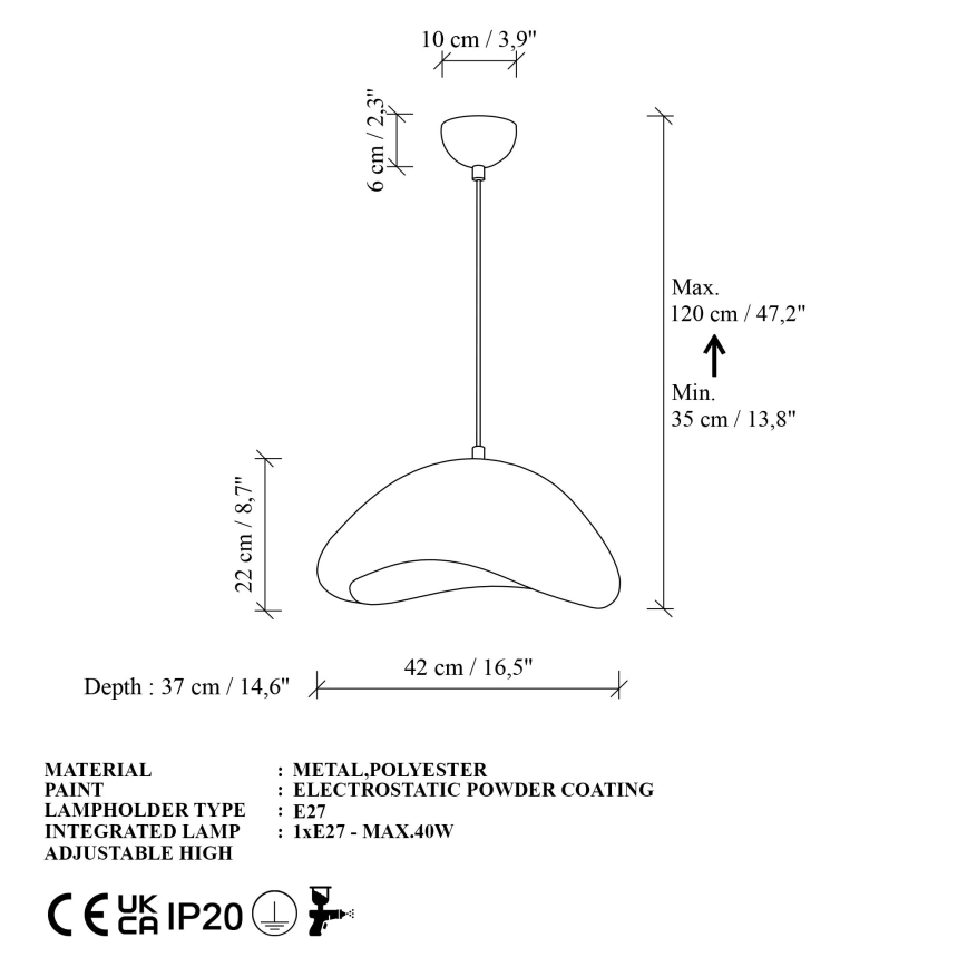 Brilagi - Lustr na lanku WABI SABI 1xE27/40W/230V pr. 42 cm bílá
