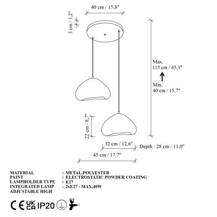Brilagi - Lustr na lanku WABI SABI 2xE27/40W/230V pr. 45 cm bílá