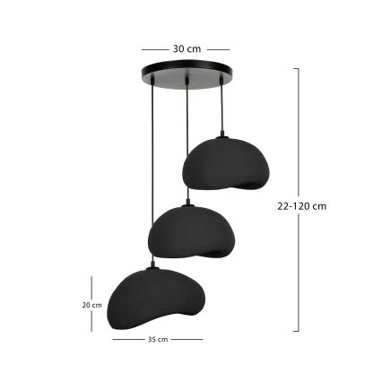 Brilagi - Lustr na lanku WABI SABI 3xE27/40W/230V pr. 60 cm černá