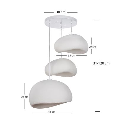 Brilagi - Lustr na lanku WABI SABI 3xE27/40W/230V pr. 76 cm bílá