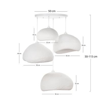 Brilagi - Lustr na lanku WABI SABI 4xE27/40W/230V pr. 95 cm bílá