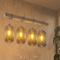 BRILAGI - Lustr na lanku WOOD GLASS 4xE27/60W/230V borovice/šedá/kouřová šedá
