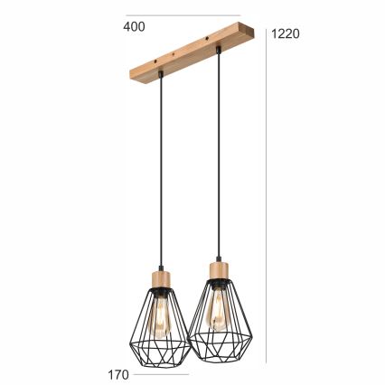 Brilagi - Lustr na lanku WOODY BASKET 2xE27/60W/230V dub
