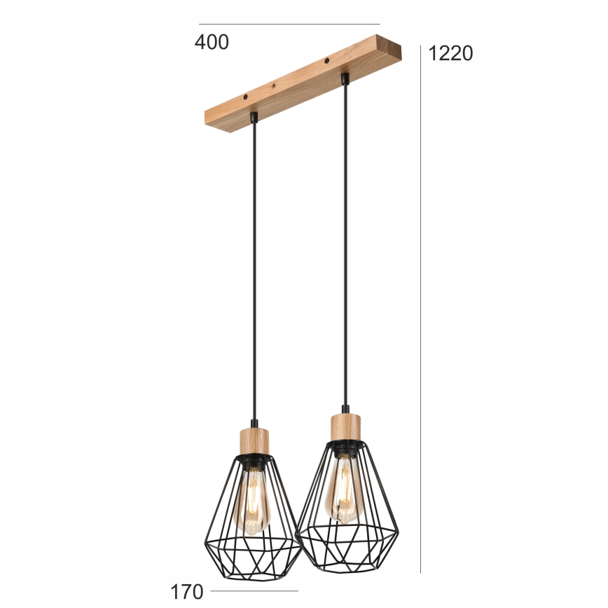 Brilagi - Lustr na lanku WOODY BASKET 2xE27/60W/230V dub