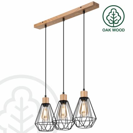Brilagi - Lustr na lanku WOODY BASKET 3xE27/60W/230V dub