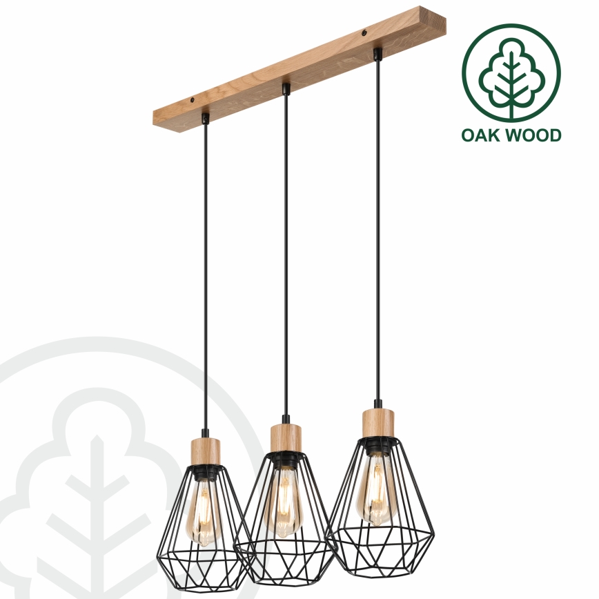 Brilagi - Lustr na lanku WOODY BASKET 3xE27/60W/230V dub