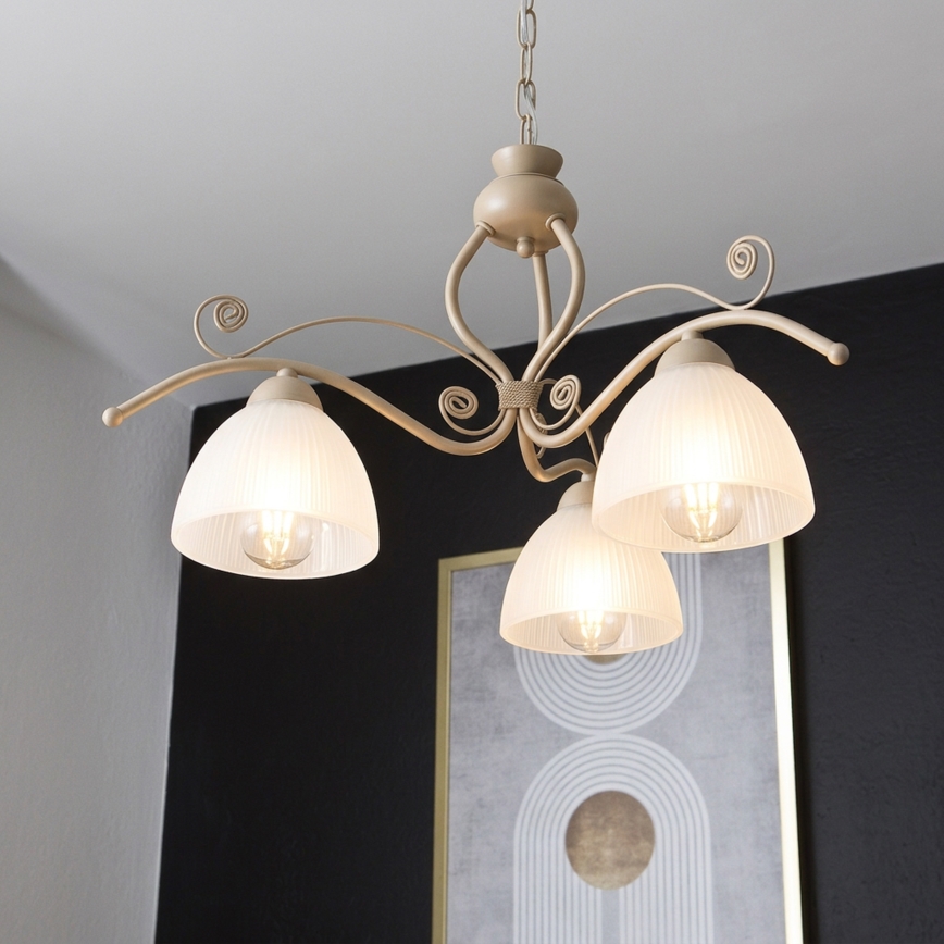 Brilagi - Lustr na řetězu ANTICO MODERN 3xE27/60W/230V béžová