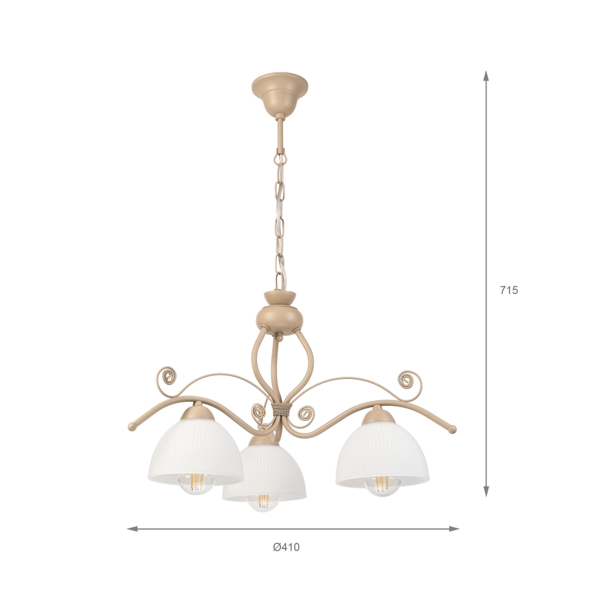 Brilagi - Lustr na řetězu ANTICO MODERN 3xE27/60W/230V béžová