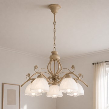Brilagi - Lustr na řetězu ANTICO MODERN 5xE27/60W/230V béžová