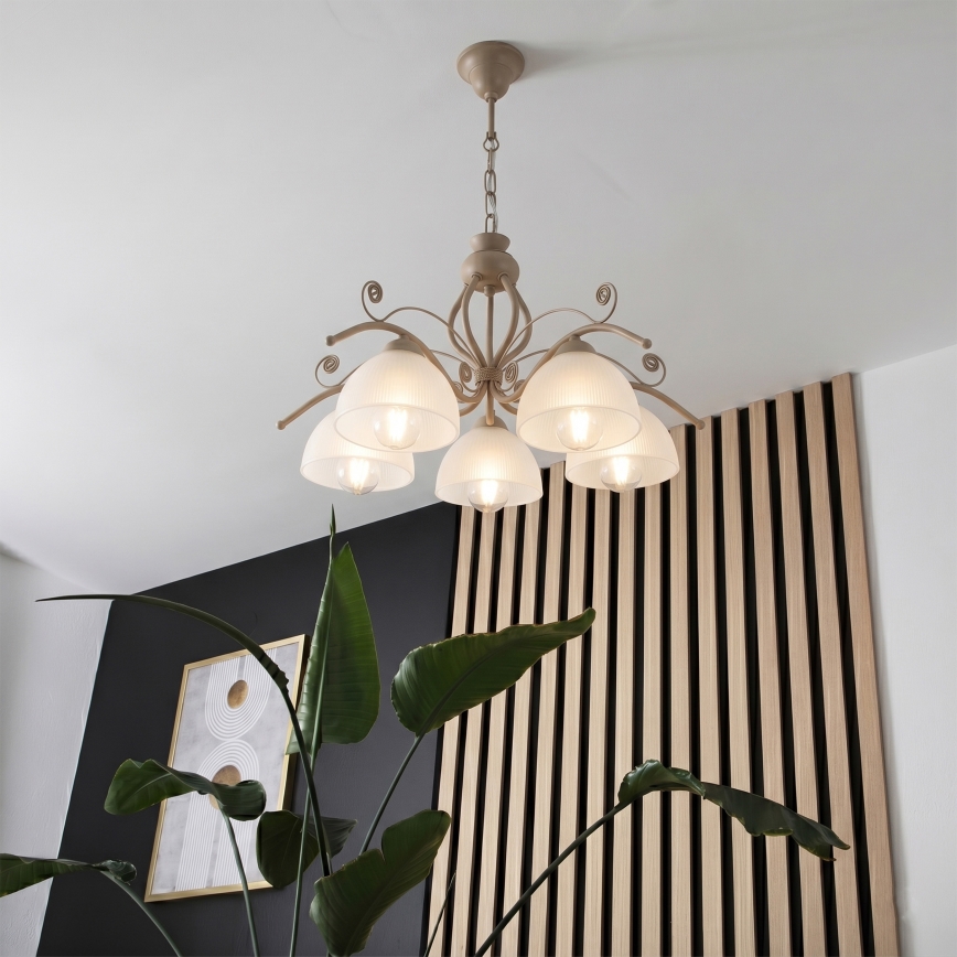 Brilagi - Lustr na řetězu ANTICO MODERN 5xE27/60W/230V béžová