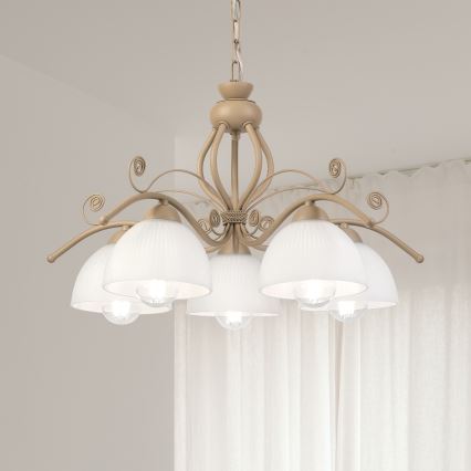 Brilagi - Lustr na řetězu ANTICO MODERN 5xE27/60W/230V béžová