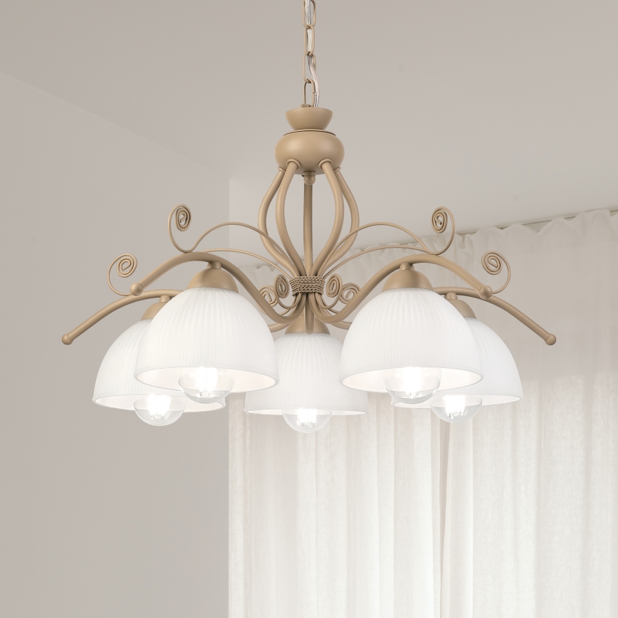 Brilagi - Lustr na řetězu ANTICO MODERN 5xE27/60W/230V béžová