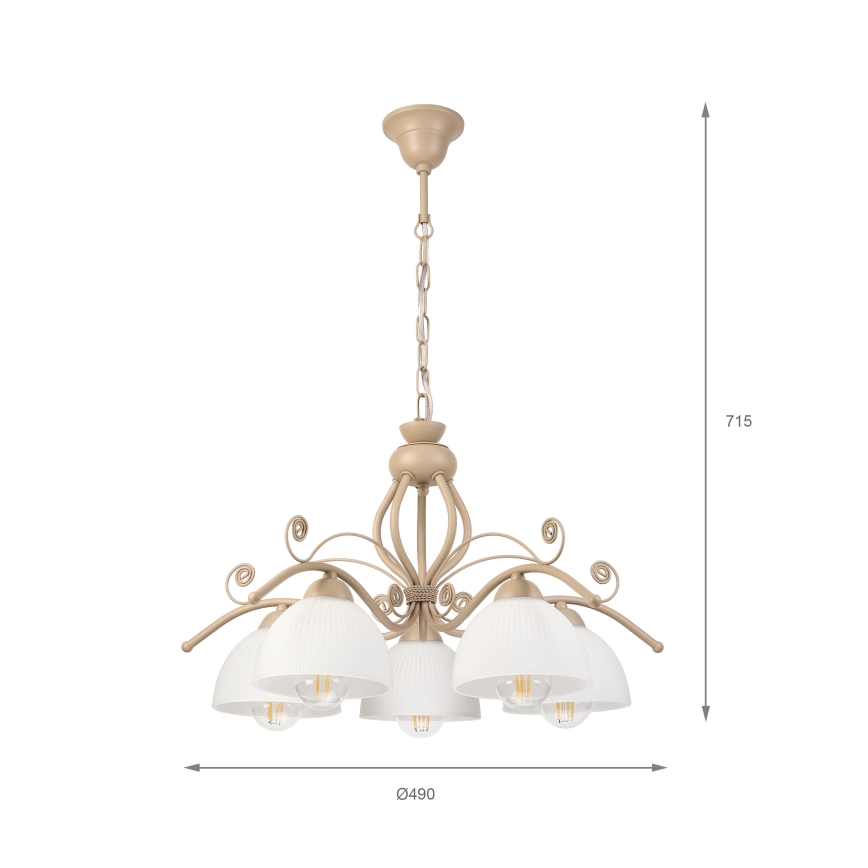Brilagi - Lustr na řetězu ANTICO MODERN 5xE27/60W/230V béžová