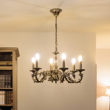 Brilagi - Lustr na řetězu CLASSIC 6xE14/60W/230V mosaz