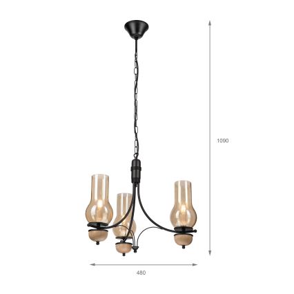 Brilagi - Lustr na řetězu COTTAGE 3xE14/40W/230V buk/hnědá