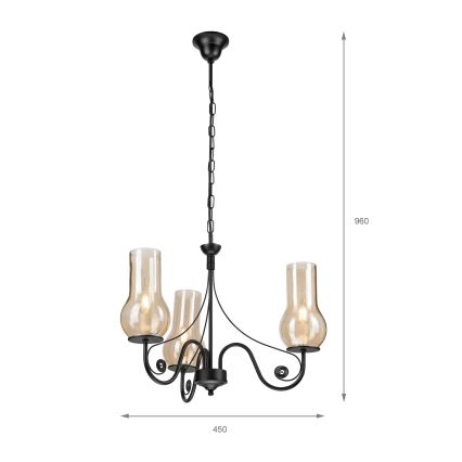 Brilagi - Lustr na řetězu COTTAGE 3xE14/40W/230V černá/hnědá