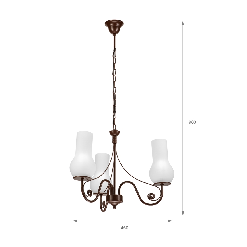 Brilagi - Lustr na řetězu COTTAGE 3xE14/40W/230V hnědá/bílá