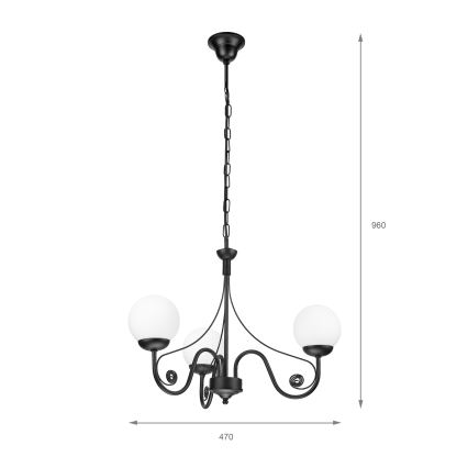 Brilagi - Lustr na řetězu COTTAGE 3xG9/40W/230V černá/bílá