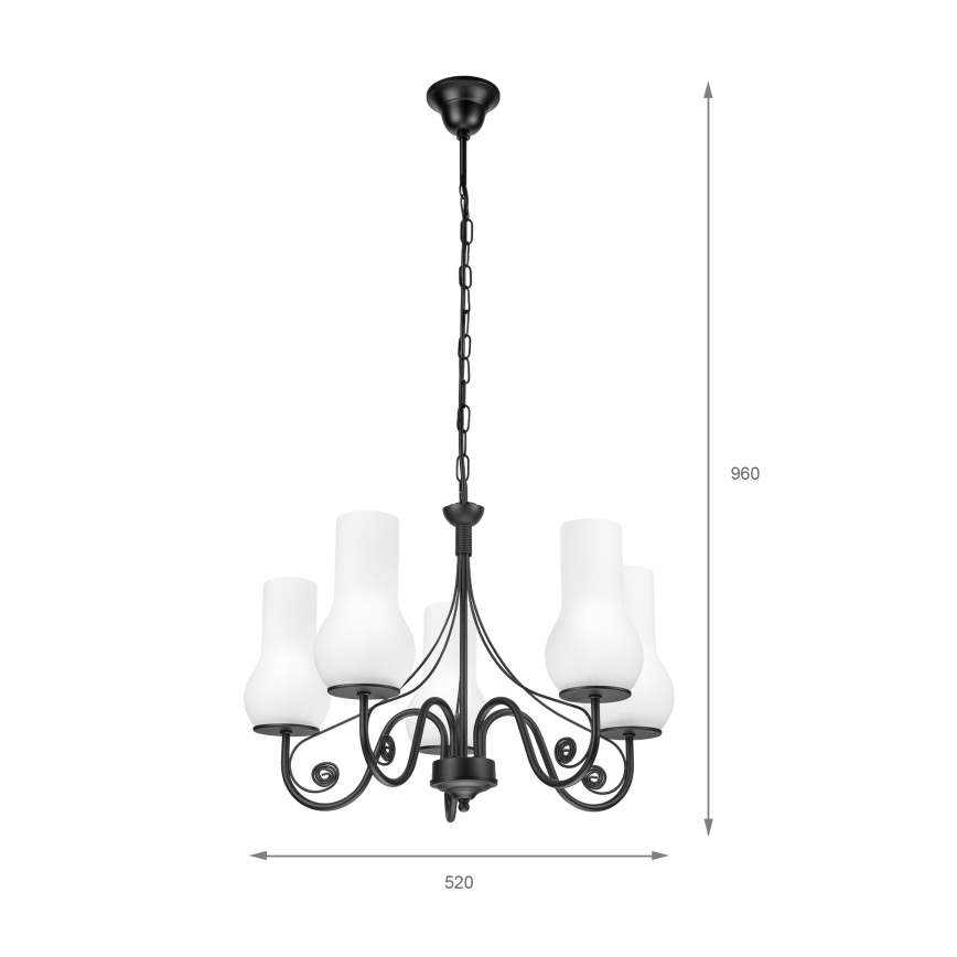 Brilagi - Lustr na řetězu COTTAGE 5xE14/40W/230V černá/bílá