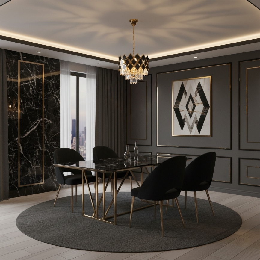 Brilagi - Lustr na řetězu CRISTAL 5xE14/40W/230V pr. 38 cm zlatá/černá