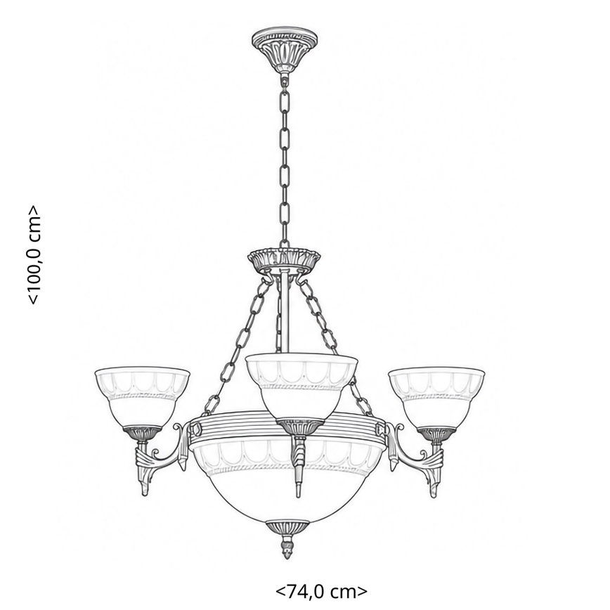 BRILAGI - Lustr na řetězu DAHLIA 6xE27/40W/230V pr. 74 cm mosaz