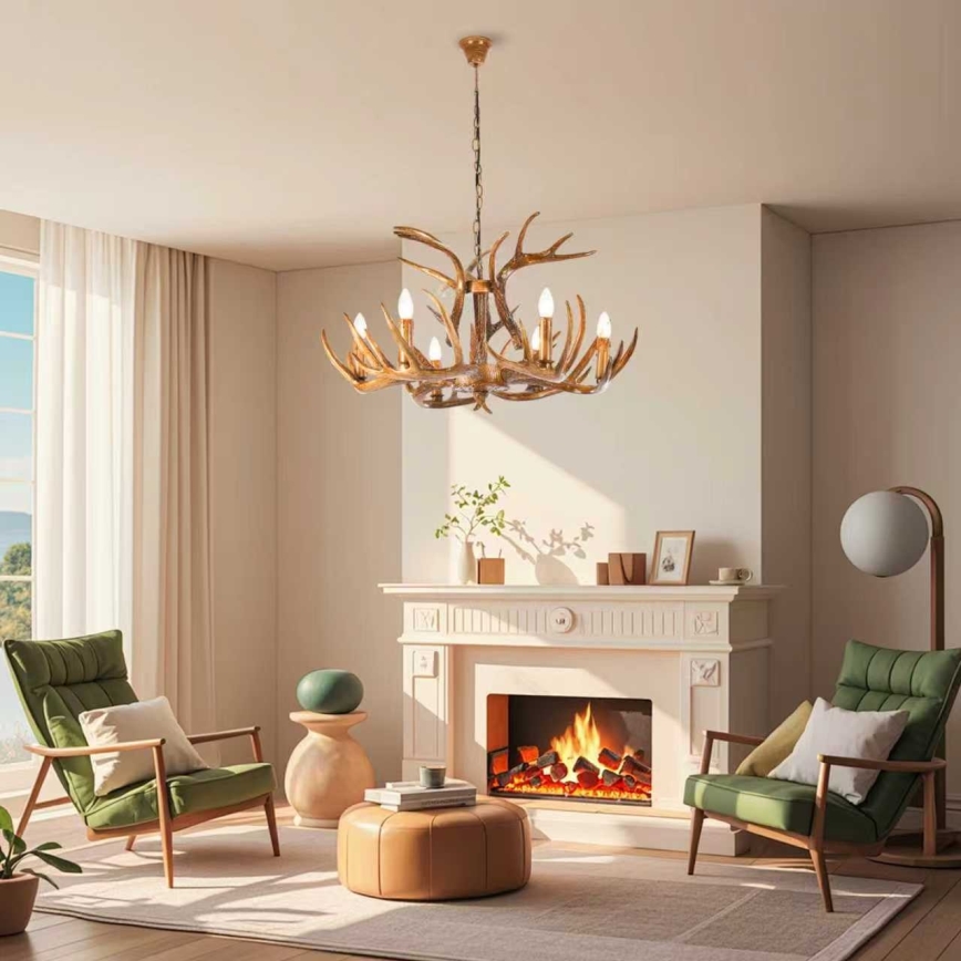 Brilagi - Lustr na řetězu DEER 6xE14/10W/230V pr. 80 cm paroží