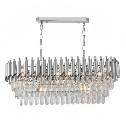 Brilagi - Lustr na řetězu ECLIPSE 10xE14/10W/230V 78x28 cm stříbrná