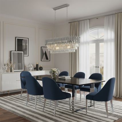 Brilagi - Lustr na řetězu ECLIPSE 10xE14/10W/230V 78x28 cm stříbrná