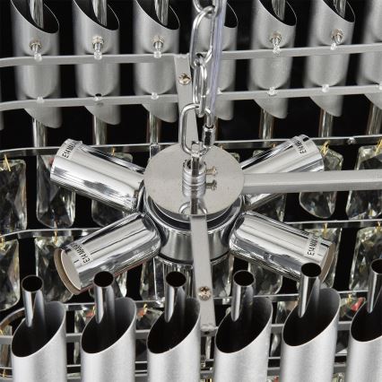 Brilagi - Lustr na řetězu ECLIPSE 10xE14/10W/230V 78x28 cm stříbrná