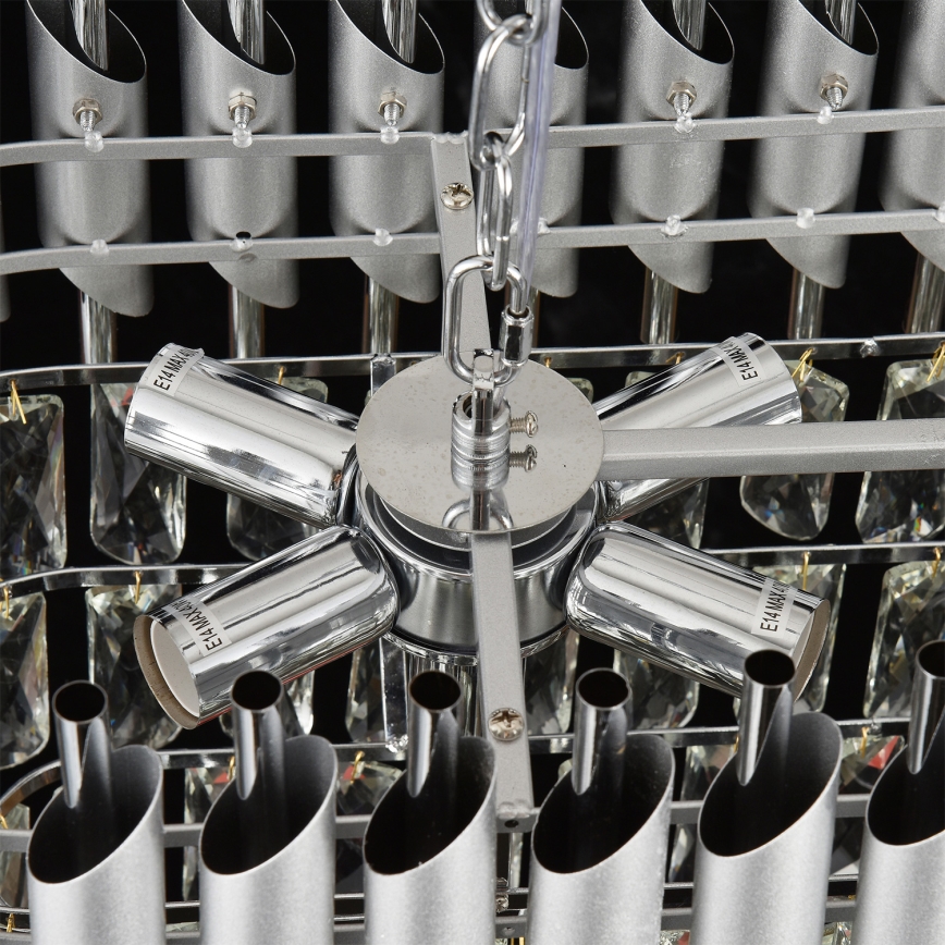 Brilagi - Lustr na řetězu ECLIPSE 10xE14/10W/230V 78x28 cm stříbrná