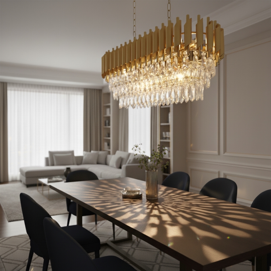 Brilagi - Lustr na řetězu ECLIPSE 10xE14/10W/230V 78x28 cm zlatá