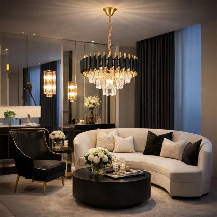 Brilagi - Lustr na řetězu ECLIPSE 5xE14/10W/230V pr. 38 cm černá/zlatá