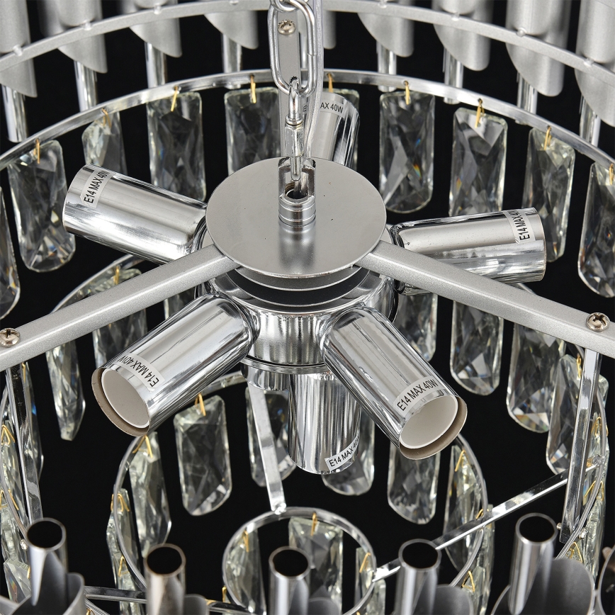 Brilagi - Lustr na řetězu ECLIPSE 7xE14/10W/230V pr. 48 cm stříbrná