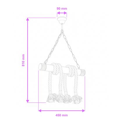 Brilagi - Lustr na řetězu KOS 4xE27/60W/230V buk