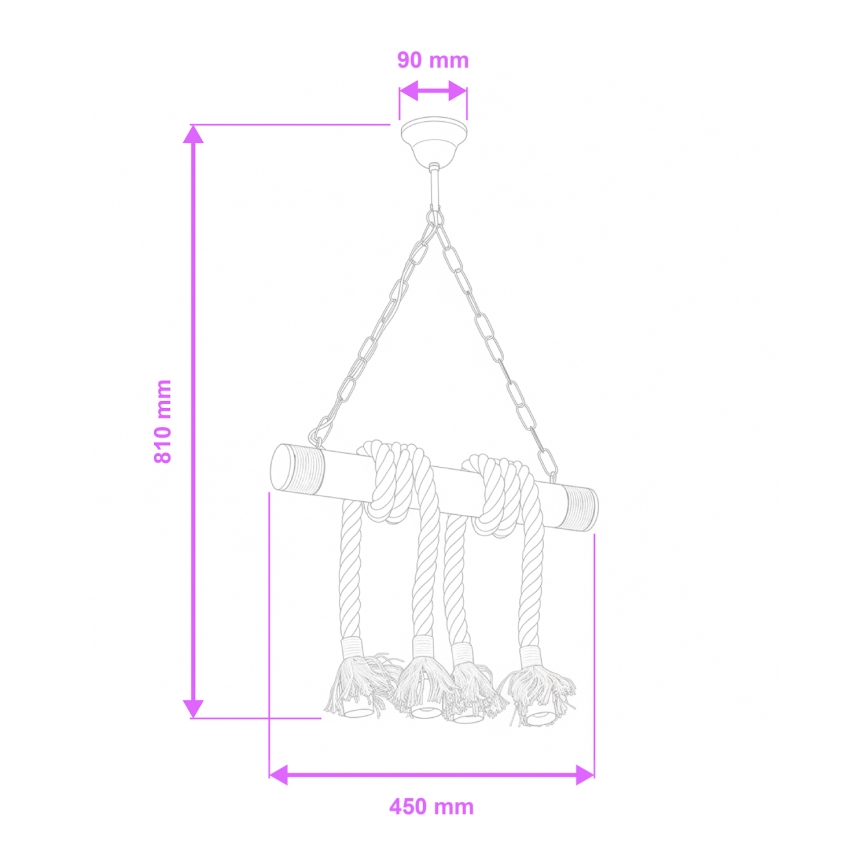 Brilagi - Lustr na řetězu KOS 4xE27/60W/230V buk