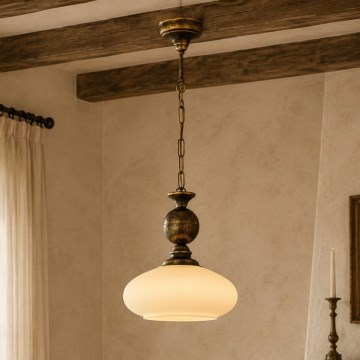 Brilagi - Lustr na řetězu MOLLERO 1xE27/15W/230V pr. 24 cm bronz/patina