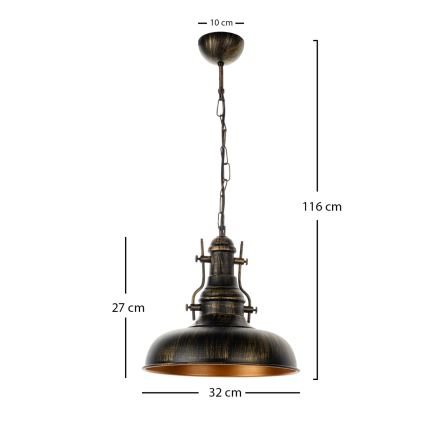 Brilagi - Lustr na řetězu PYRONIC 1xE27/40W/230V pr. 32 cm bronzová/patina