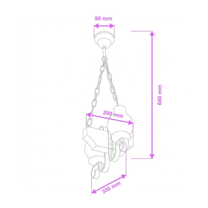 Brilagi - Lustr na řetězu QUEEN 2xE14/40W/230V buk