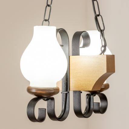 Brilagi - Lustr na řetězu QUEEN 2xE14/40W/230V buk/ořech