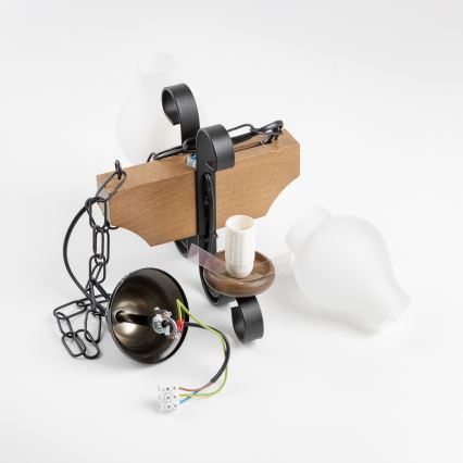 Brilagi - Lustr na řetězu QUEEN 2xE14/40W/230V buk/ořech