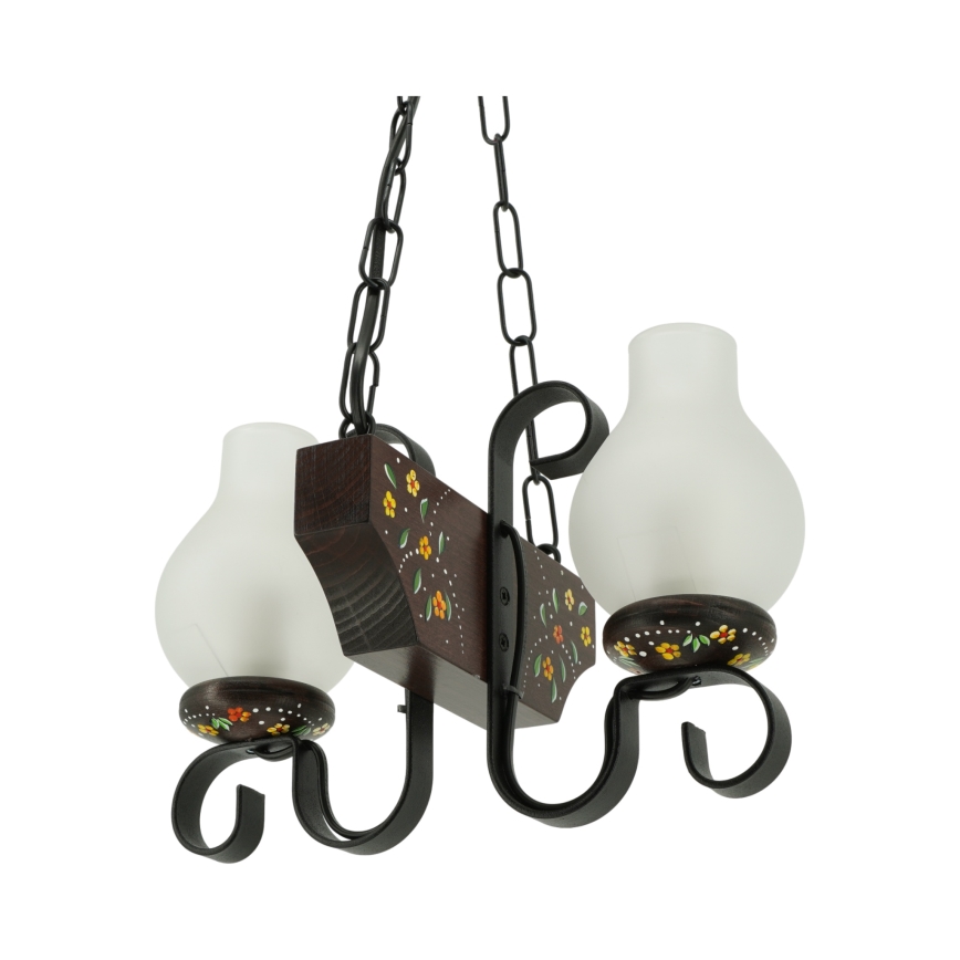 Brilagi - Lustr na řetězu QUEEN 2xE14/40W/230V buk/wenge