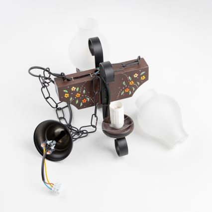 Brilagi - Lustr na řetězu QUEEN 2xE14/40W/230V buk/wenge