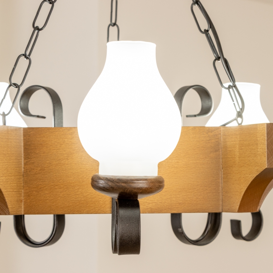 Brilagi - Lustr na řetězu QUEEN 3xE14/40W/230V buk/ořech