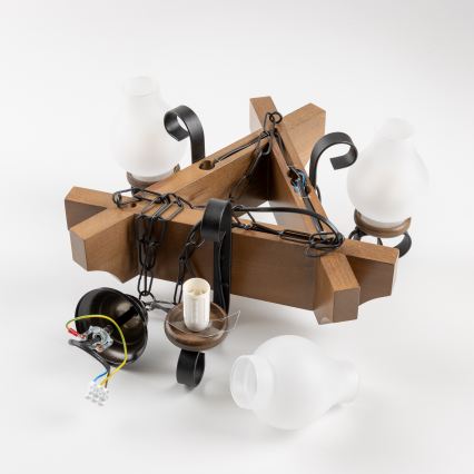 Brilagi - Lustr na řetězu QUEEN 3xE14/40W/230V buk/ořech