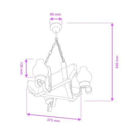 Brilagi - Lustr na řetězu QUEEN 3xE14/40W/230V buk/ořech