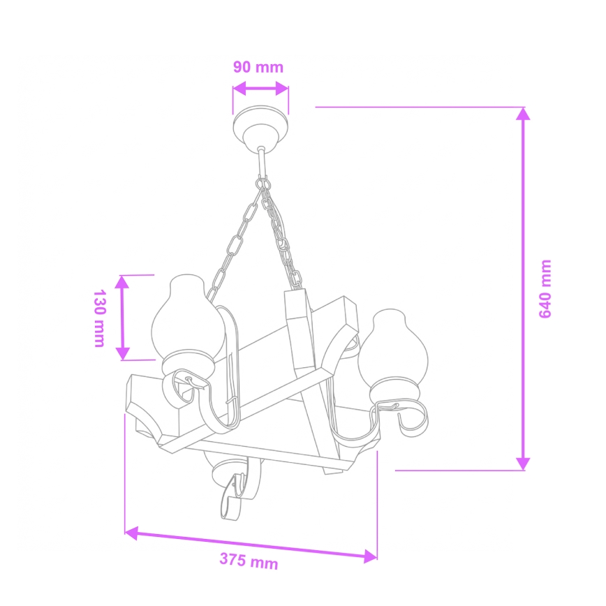 Brilagi - Lustr na řetězu QUEEN 3xE14/40W/230V buk/ořech