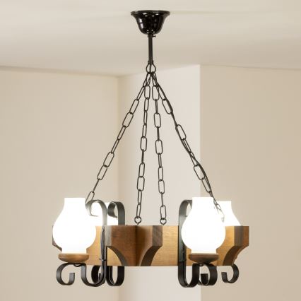 Brilagi - Lustr na řetězu QUEEN 4xE14/40W/230V buk